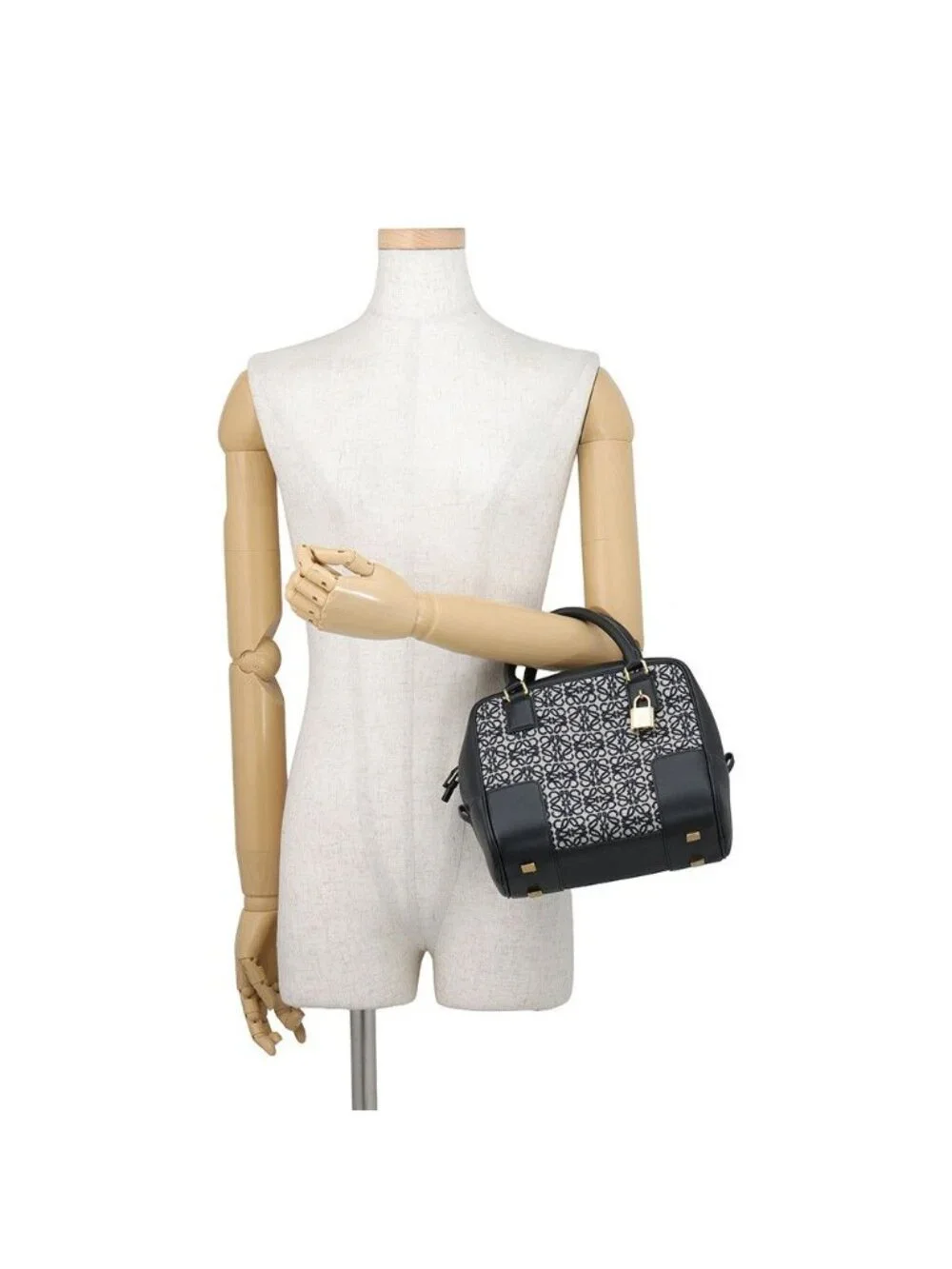 Loewe Amazona 19 Square Canvas Calfskin 2-Way Shoulder Bag Black